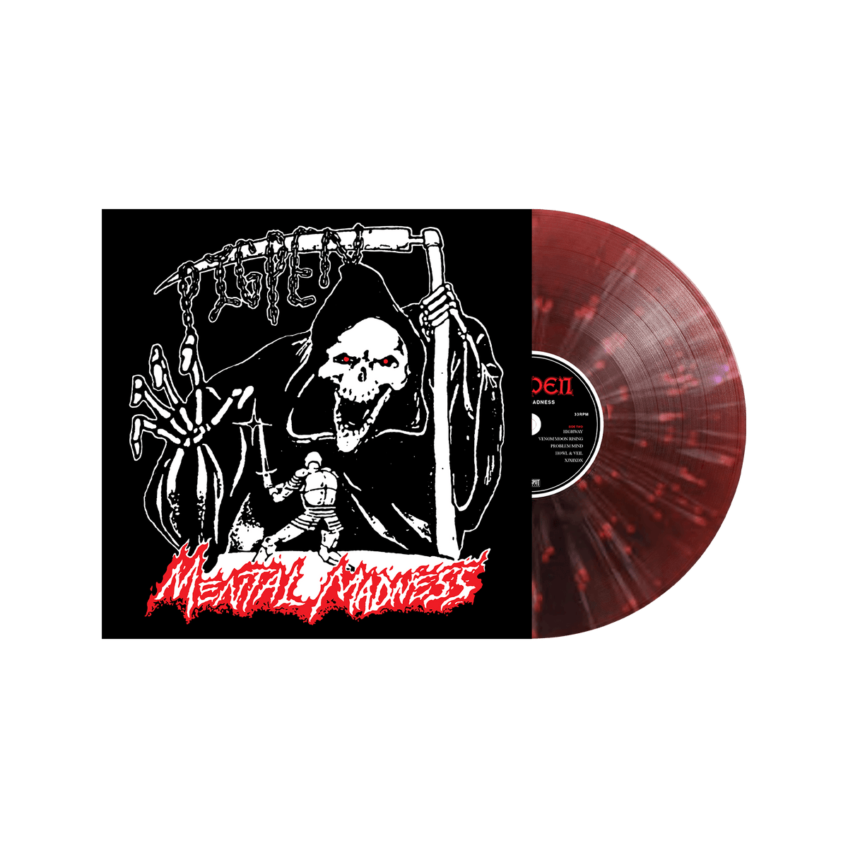 Mental Madness 12" Vinyl - Red & Black w/ Pink Splatter