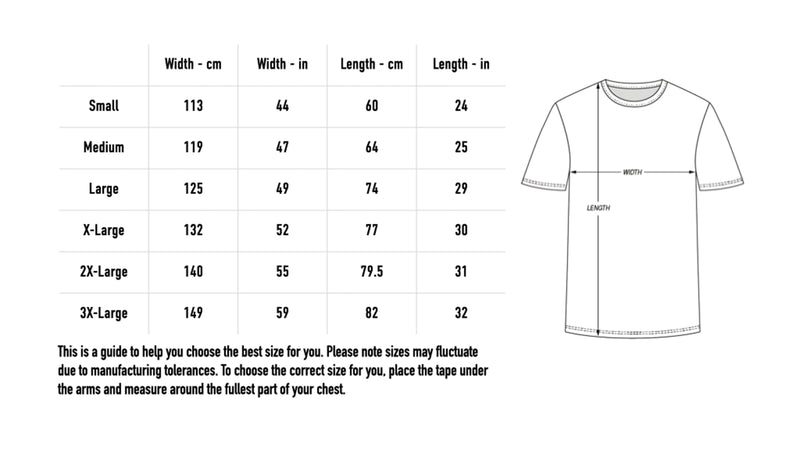 Size chart for Speed All My Angels Soccer Jersey